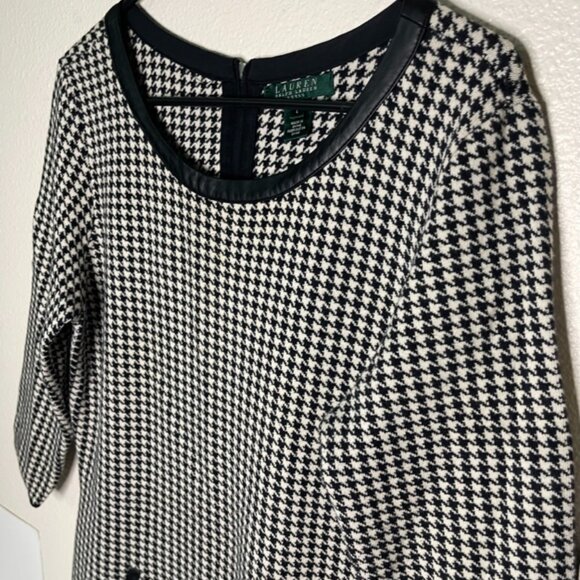 Ralph Lauren | Black and White Houndstooth Knit Sheath Dress - Picture 3 of 8